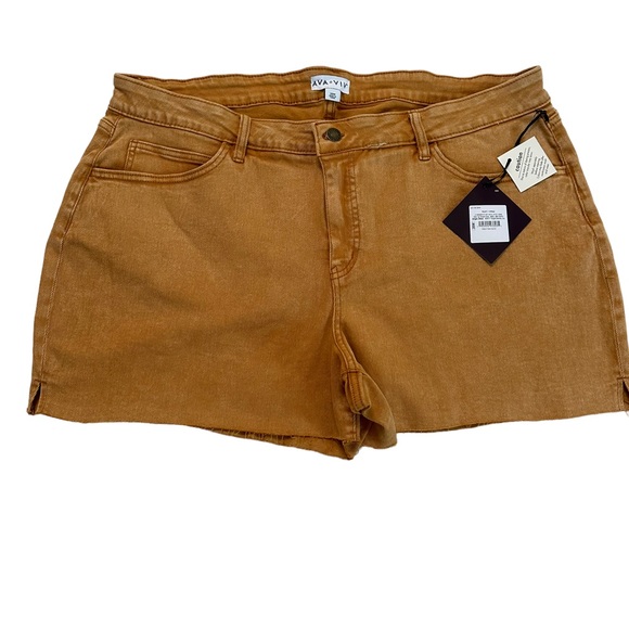 Ava & Viv Cut Off Jean Shorts Women's  Mid Rise Denim Brown Rust Size 20W - Picture 5 of 15